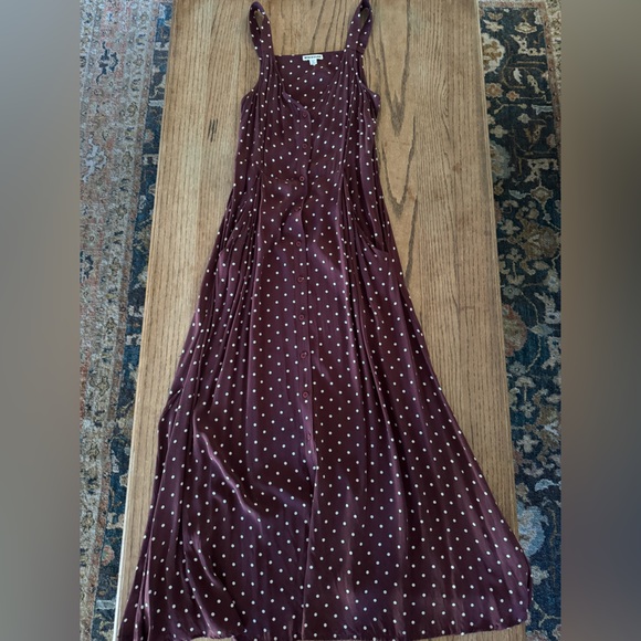 Whistles UK Burgundy Polka Dot Maxi Dress Luxe 90s Vibe - Picture 10 of 14